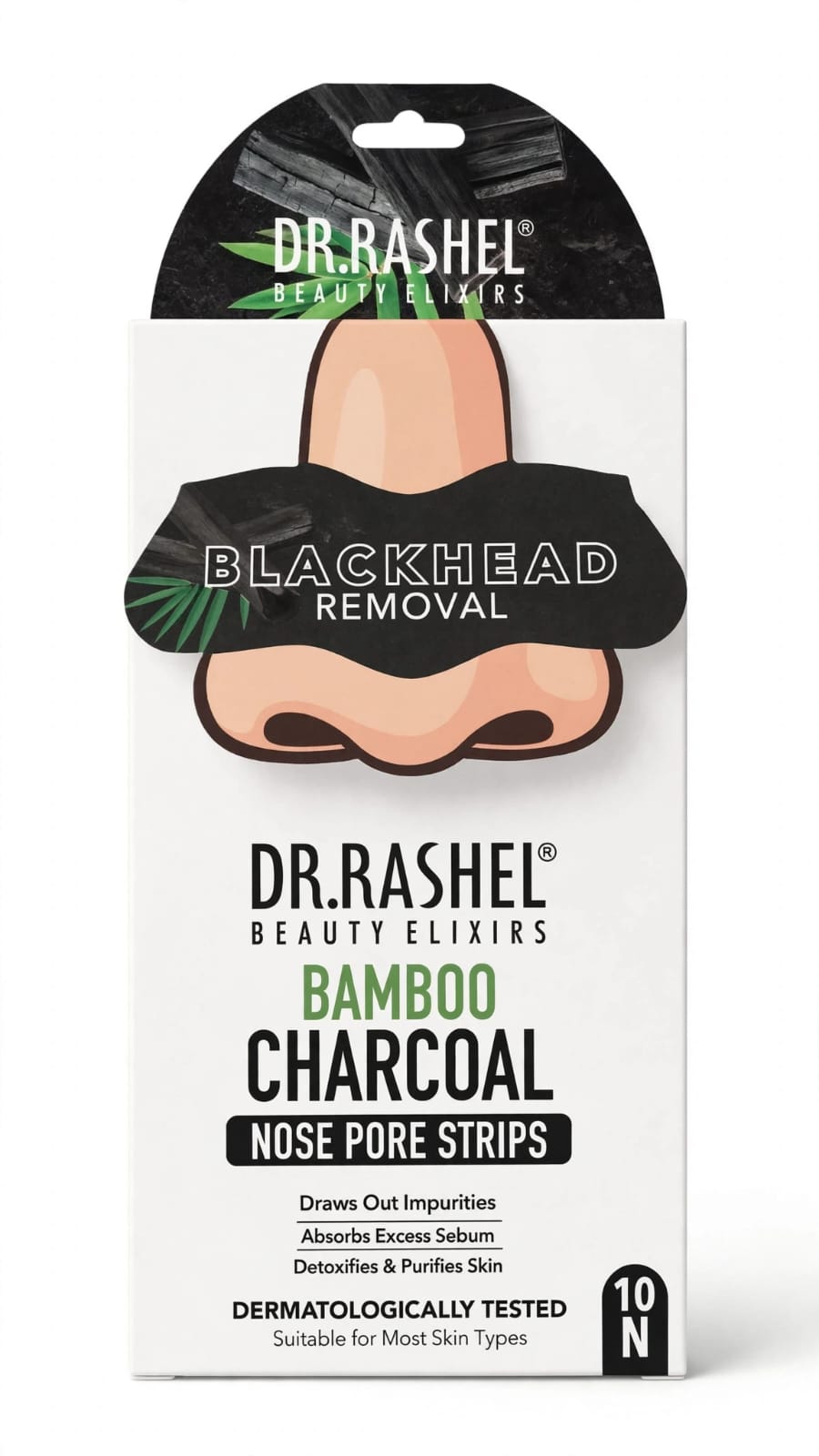 DR. RASHEL Beauty Elixirs Bamboo Charcoal Nose Pore Strips - 10 N | Blackhead & Whitehead Remover