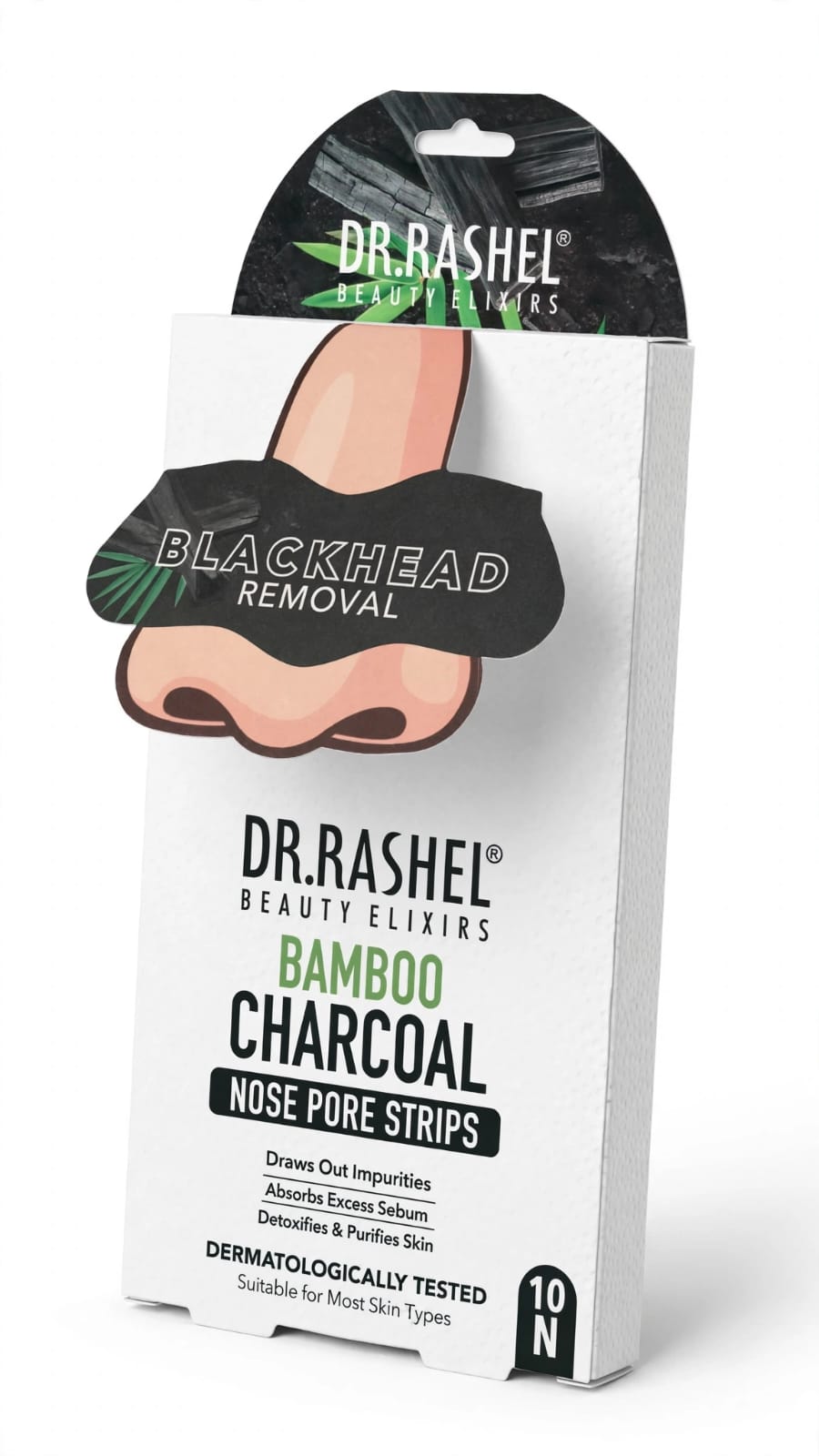 DR. RASHEL Beauty Elixirs Bamboo Charcoal Nose Pore Strips - 10 N | Blackhead & Whitehead Remover