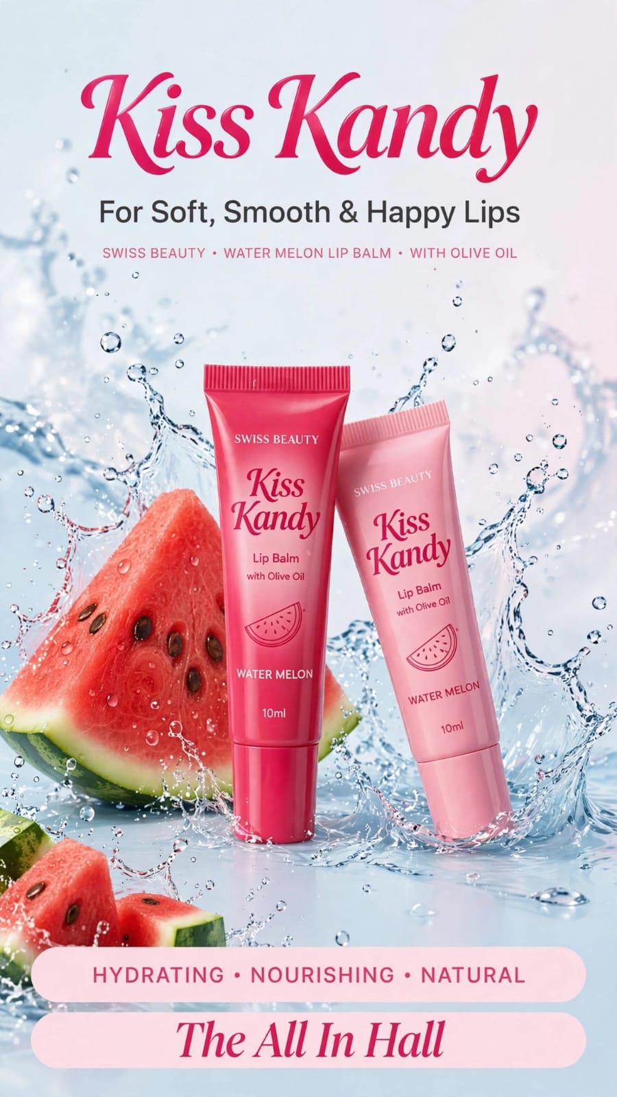 Swiss Beauty Kiss Kandy Lip Balm - Water Melon | With Olive Oil & Vitamin E