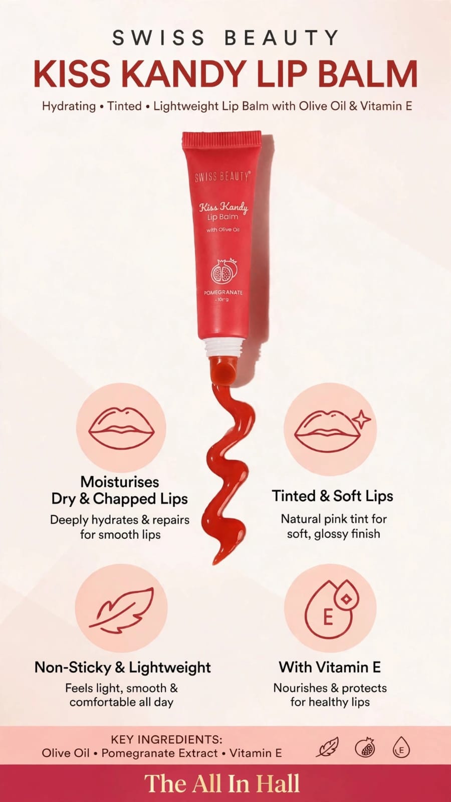 Swiss Beauty Kiss Kandy Lip Balm - Water Melon | With Olive Oil & Vitamin E