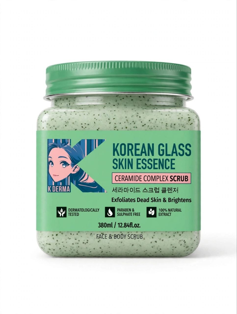K Derma Korean Glass Skin Essence - Ceramide Complex Face & Body Scrub