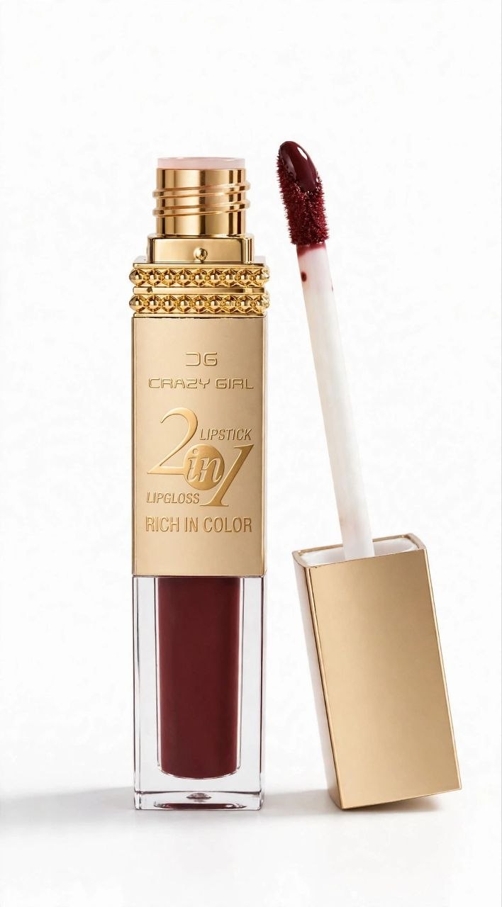CG Crazy Girl 2in1 Matte Lipstick + Liquid Lipgloss - Deep Brown Maroon 03 | Long Lasting & Rich in Color | 2in1 Lipstick