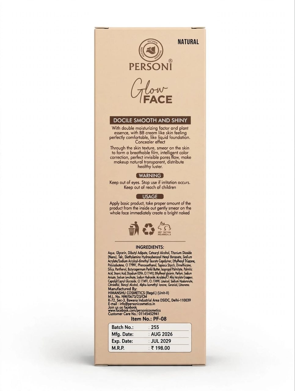 Personi Make-Up Glow Face Foundation - Natural