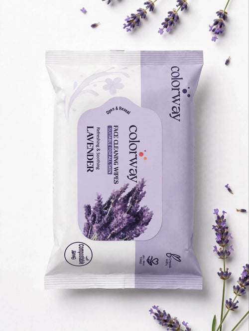 Colorway Face Cleaning Wipes - Lavender | Refreshing & Soothing | For All Skin Types | 30 Wipes