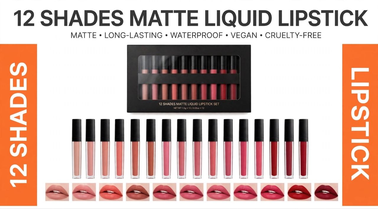 Touch me liquid matte lipstick set of 12 long lasting and waterproof