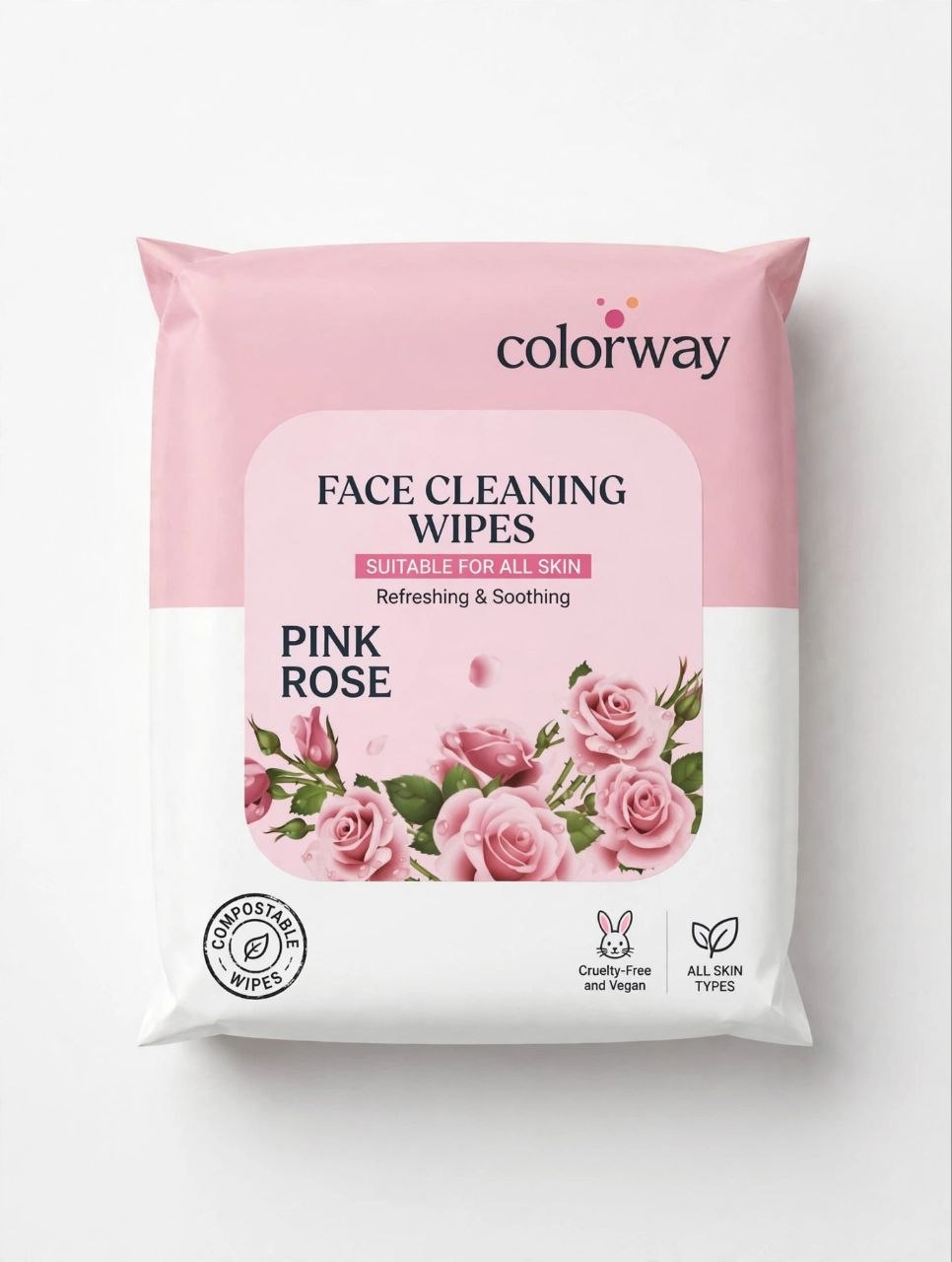Colorway Face Cleaning Wipes - Pink Rose - Refreshing & Soothing