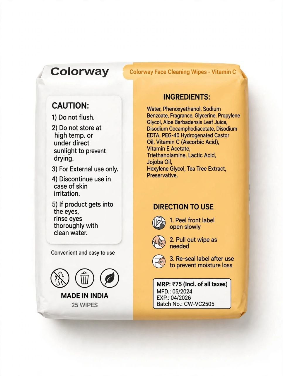 Colorway Face Cleaning Wipes Vitamin C - 25 Wipes