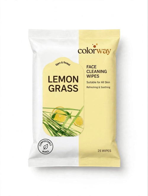 Colorway Face Cleaning Wipes - LEMON GRASS | Refreshing & Soothing | Suitable For All Skin | 25 Wipes