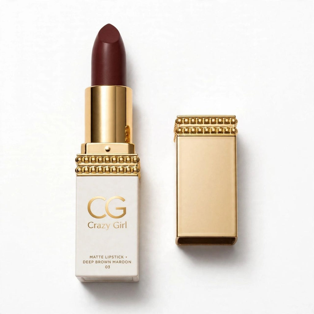 CG Crazy Girl 2in1 Matte Lipstick + Liquid Lipgloss - Deep Brown Maroon 03 | Long Lasting & Rich in Color | 2in1 Lipstick