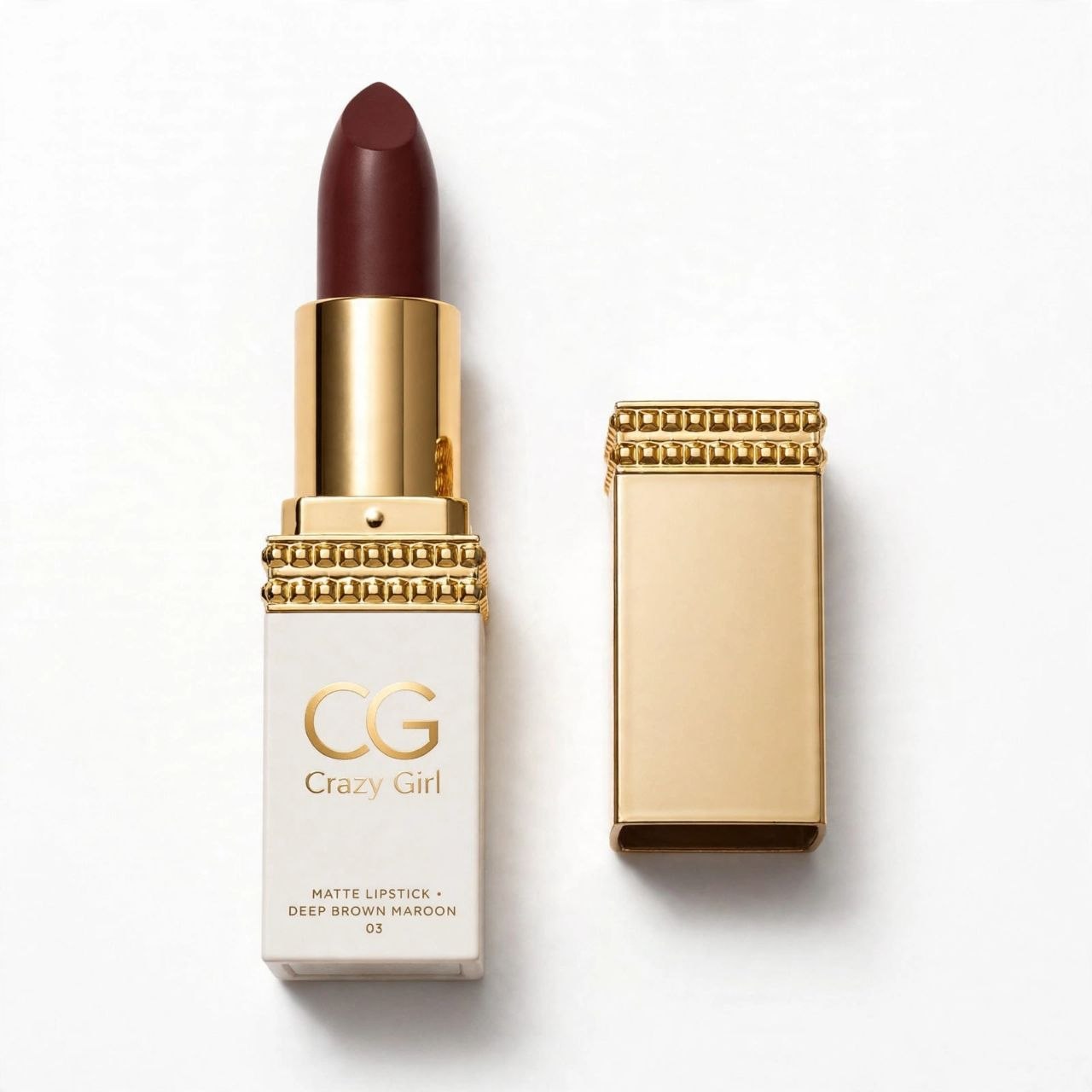 CG Crazy Girl 2in1 Matte Lipstick + Liquid Lipgloss - Deep Brown Maroon 03 | Long Lasting & Rich in Color | 2in1 Lipstick
